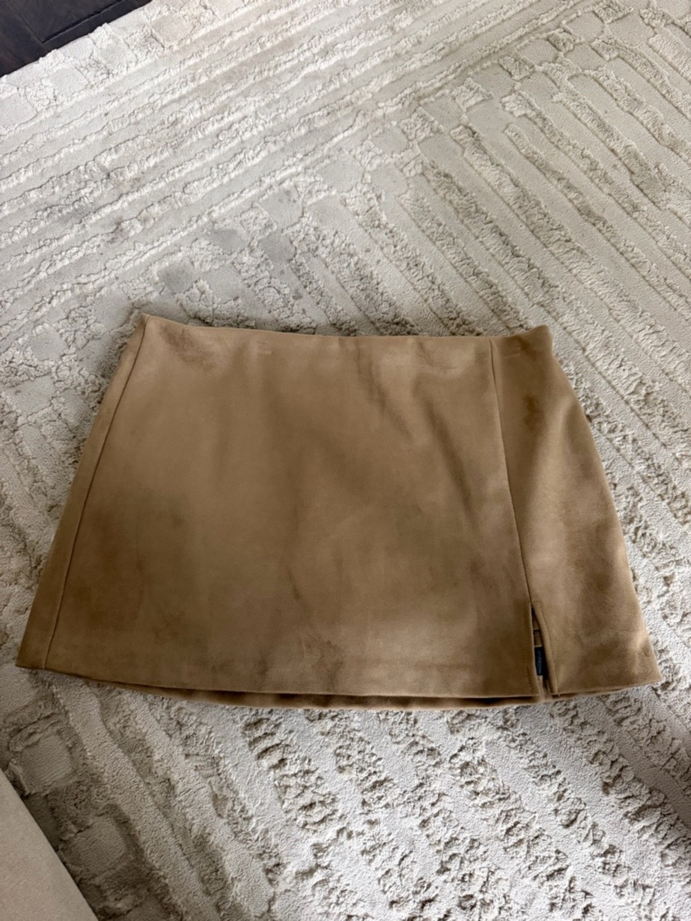 stradivarius Tan Suede-Look Mini Skirt